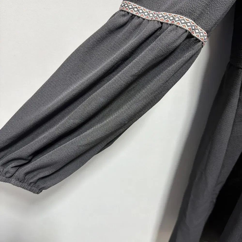 RUSTYDUSTY BOHEMIAN BLACK TUNIC SMOCK DRESS V NECK NWT Size L - Picture 6 of 10